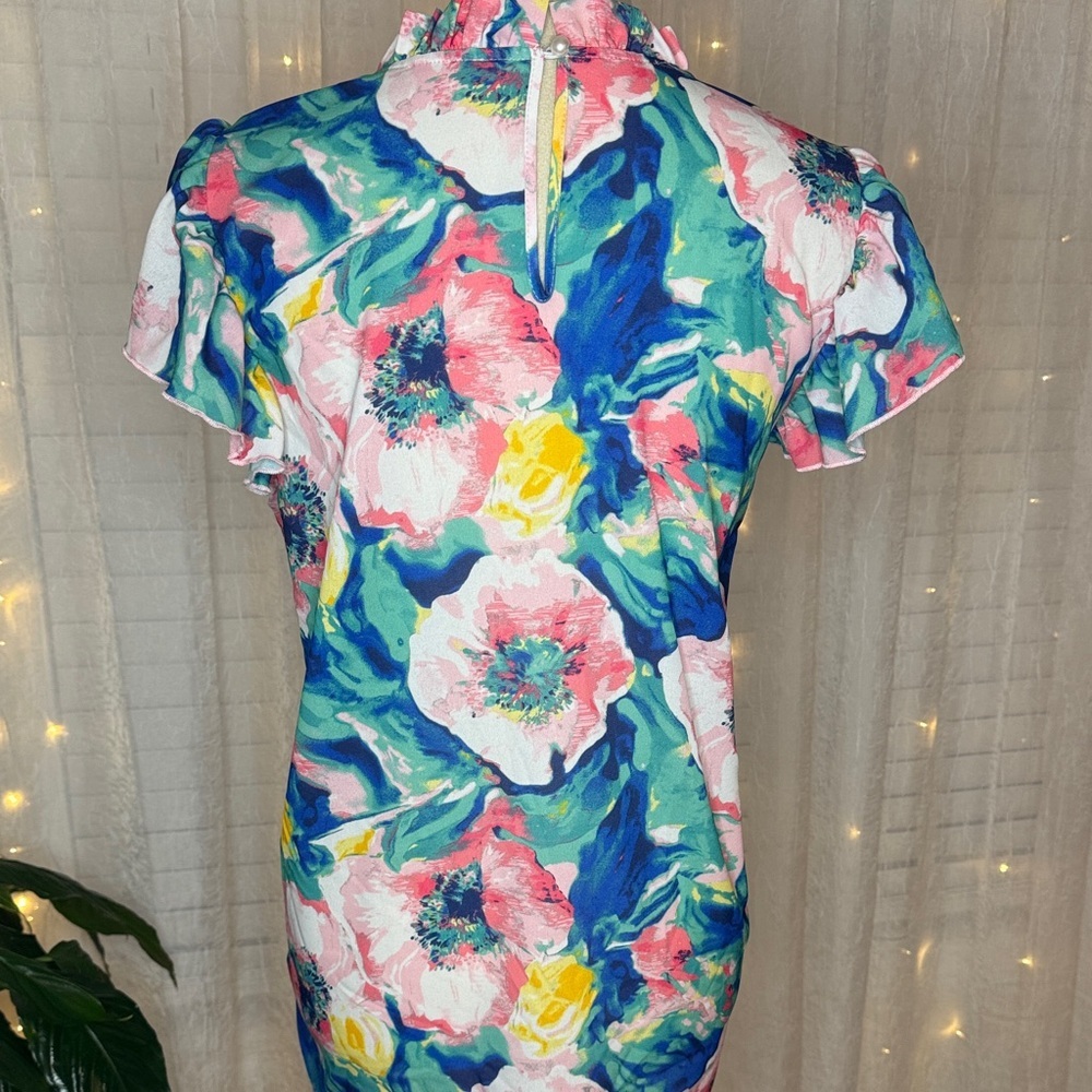 BiBi Multicolor Floral Ruffle Top - Picture 4 of 7
